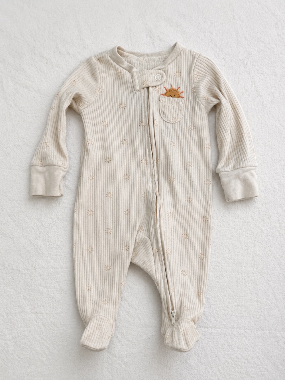 Carter’s Neutral Ribbed Footie Sleeper NB 2-Way Zip Pajamas